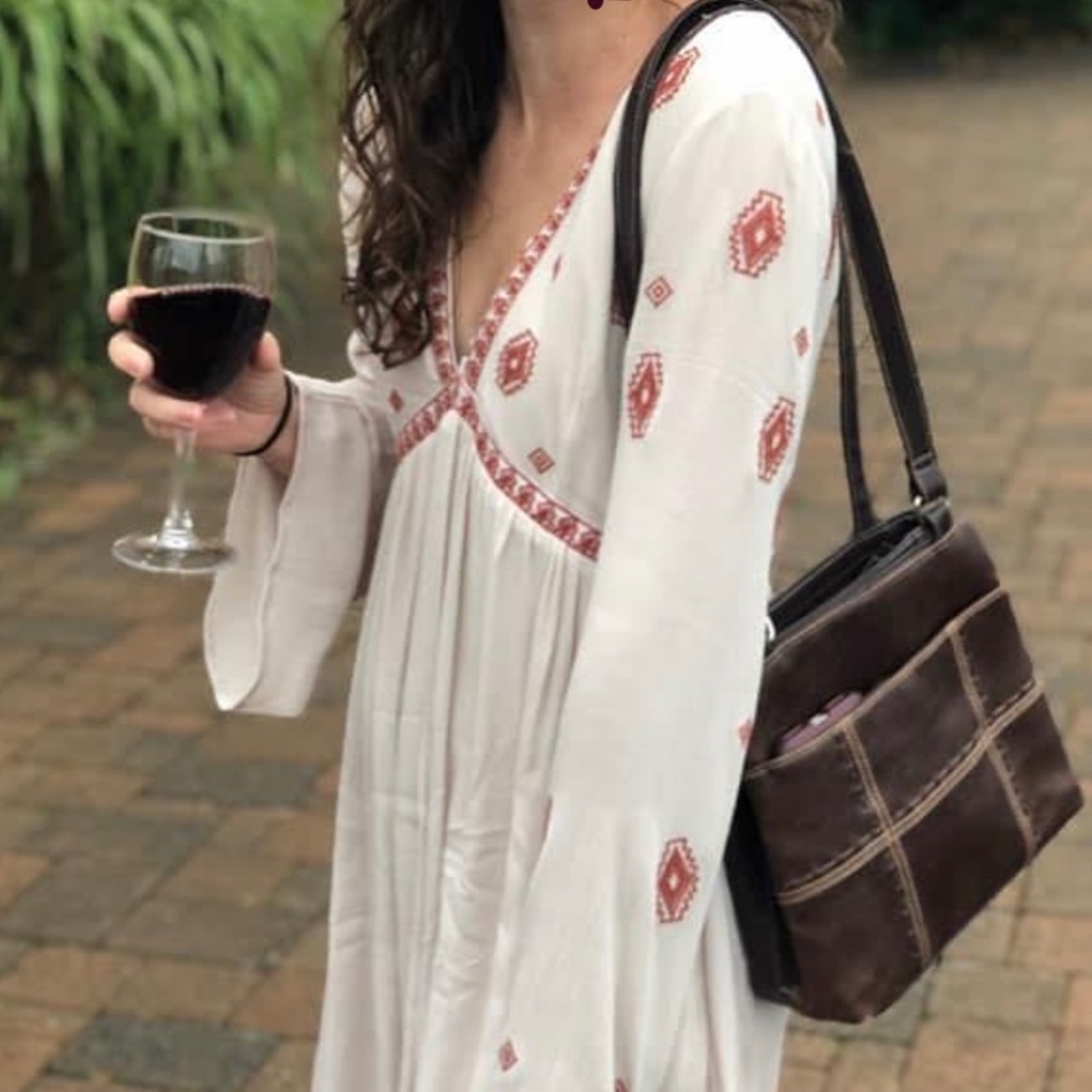 Blue Rain Off-White Embroidered Dress from Francesca’s